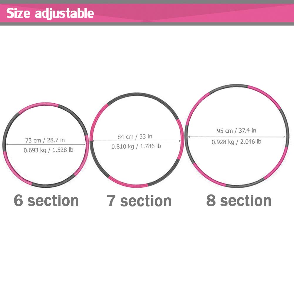 Auoxer Fitness Exercise Weighted Hoop, Detachable and Size Adjustable Design, Lose Weight Fast by Fun Way, Fat Burning Healthy Model Sports Life