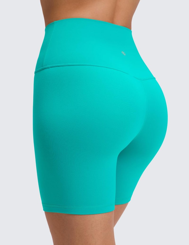 CRZ YOGA ButterLuxe Biker Shorts 6" - High Waisted Workout Running Volleyball Spandex Yoga Womens Tropics Teal Medium