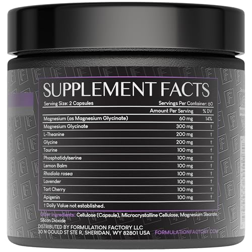 Formulation Factory The Night Before 10-in-1 Midnight Maximizer Sleep Supplement, Magnesium Glycinate, L-Theanine & More, Stress Relief, Relaxation, Recovery, Focus (120 Capsules – 2 Month Supply)
