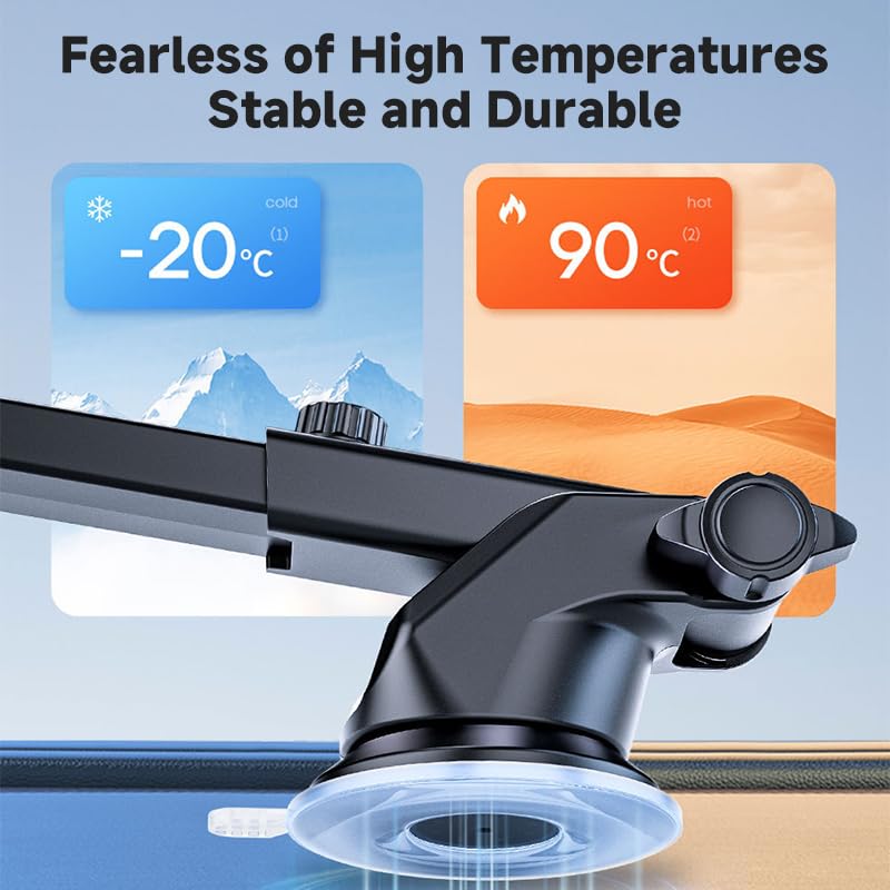 Car Phone Holder Mount, Air Vent Universal Car Mount with Retractable Base for Dashboard and All Smartphones, Black