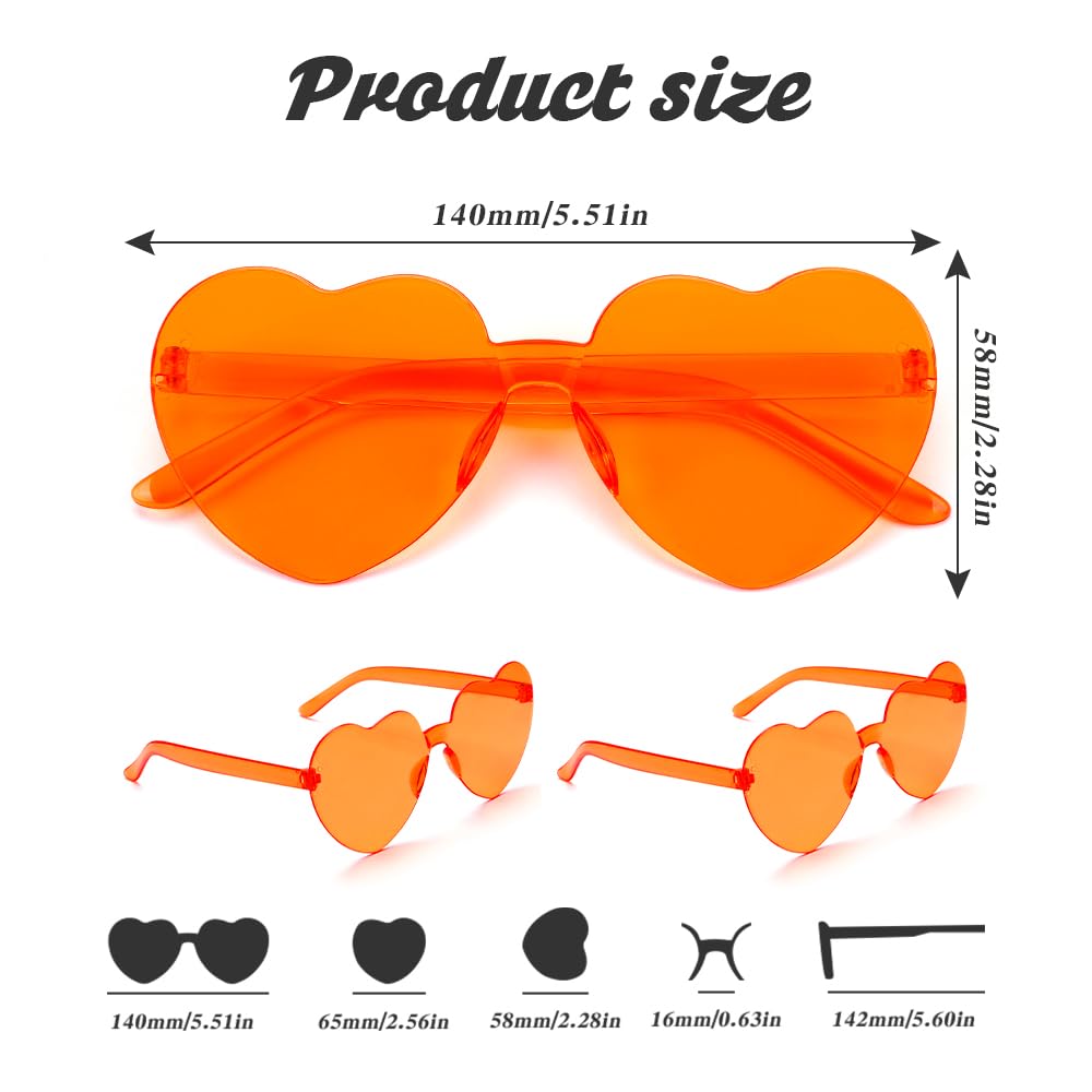 Bachelorette Heart Shaped Sunglasses for Women - Orange Disco Accessories, Funny Halloween Decorations, Party Supplies, Festival Bulk Pack
