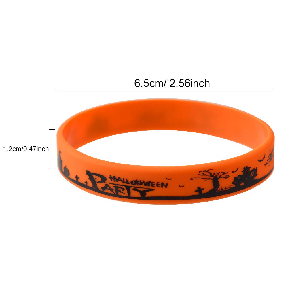 FEPITO 35 Pcs Halloween Wristband Silicone Wristbands 7 Classic Halloween Patterns Rubber Band Bracelets Halloween Trick or Treat Giveaways,Halloween Goodie Bag Fillers