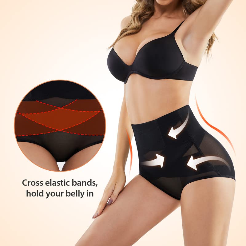 SIMIYA Women Tummy Control Knickers High Waisted Shapewear Slimming Underwear Comfort Body Shaper (M) Black