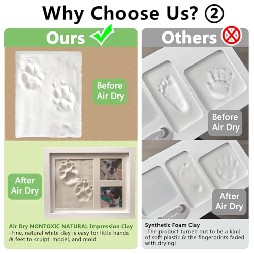 PewinGo Footprint & Handprint Clay Kit, Baby Photo Frame Kit for Newborn Baby Girls and Boys, Baby Shower Gifts,Baby Registry, New Parents Gift, Perfect Baby Memory and Nursery Room Decoration-WHITE