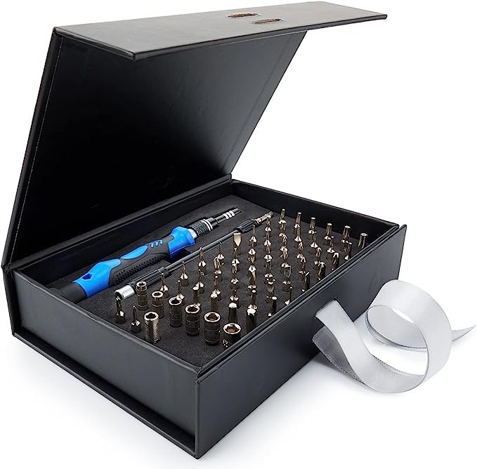 Precision 60-in-1 Magnetic Screwdriver Set - Multi-Tool Gadget for Men & Dad, with Extension Rod and Case - Multitool - Tools for Men - Dad Birthday Gift