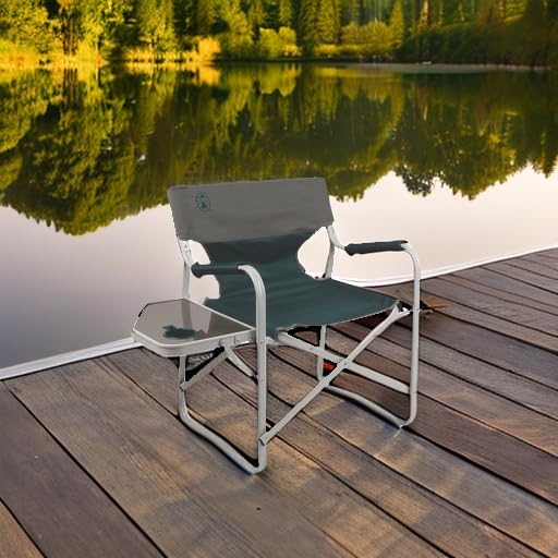 Coleman Outpost Elite Folding Camp Chair with Side Table & Cup Holder, Weather-Resistant Portable Chair with Arm Rests