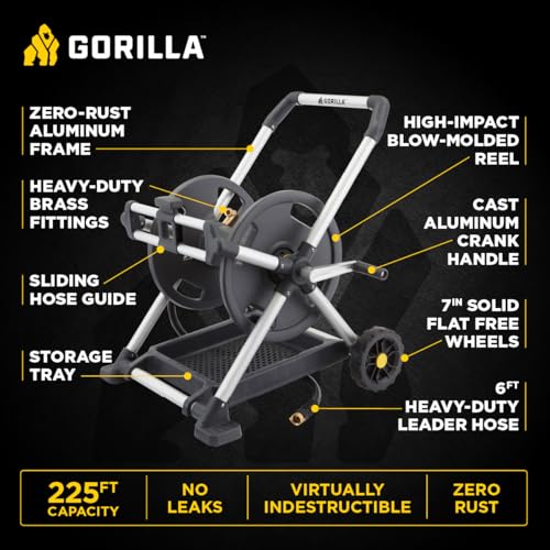 Gorilla 225’ Aluminum Zero-Rust Mobile Hose Reel