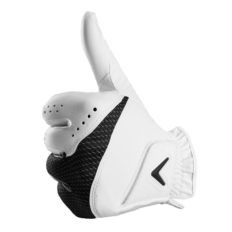 Callaway Golf Weather Spann Glove (Worn on Left Hand, Standard, X-Large, White (2-Pack))
