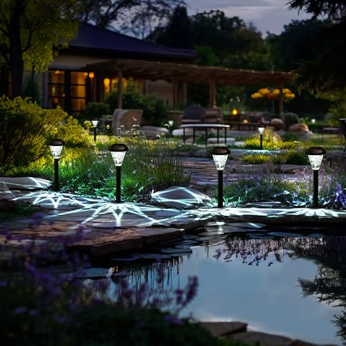 GIGALUMI 8 Pack Solar Lights Outdoor Waterproof,New Upgraded Solar Lights for Outside,Solar-Powered Garden Light,Solar-Powered Outdoor Light for Patio,Lawn,Yard and Landscape(Cold White)
