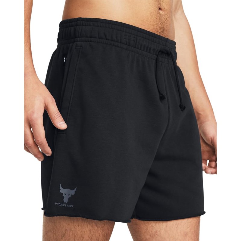 Under Armour Men's Project Rock Terry Shorts, (001) Black / / Downpour Gray, X-Large