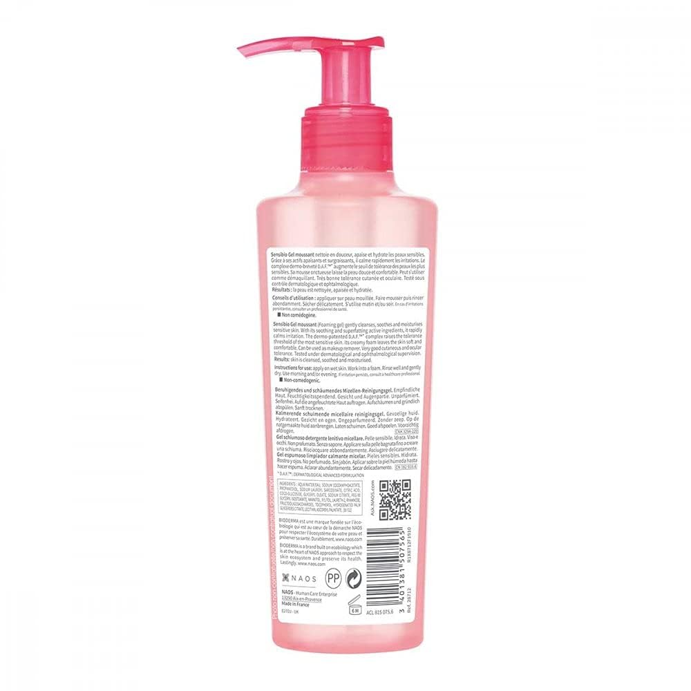 Bioderma Sensibio Mild Foaming Gel - Cleansing and Make-Up Removing - for Normal to Sensitive Skin, 200 ml