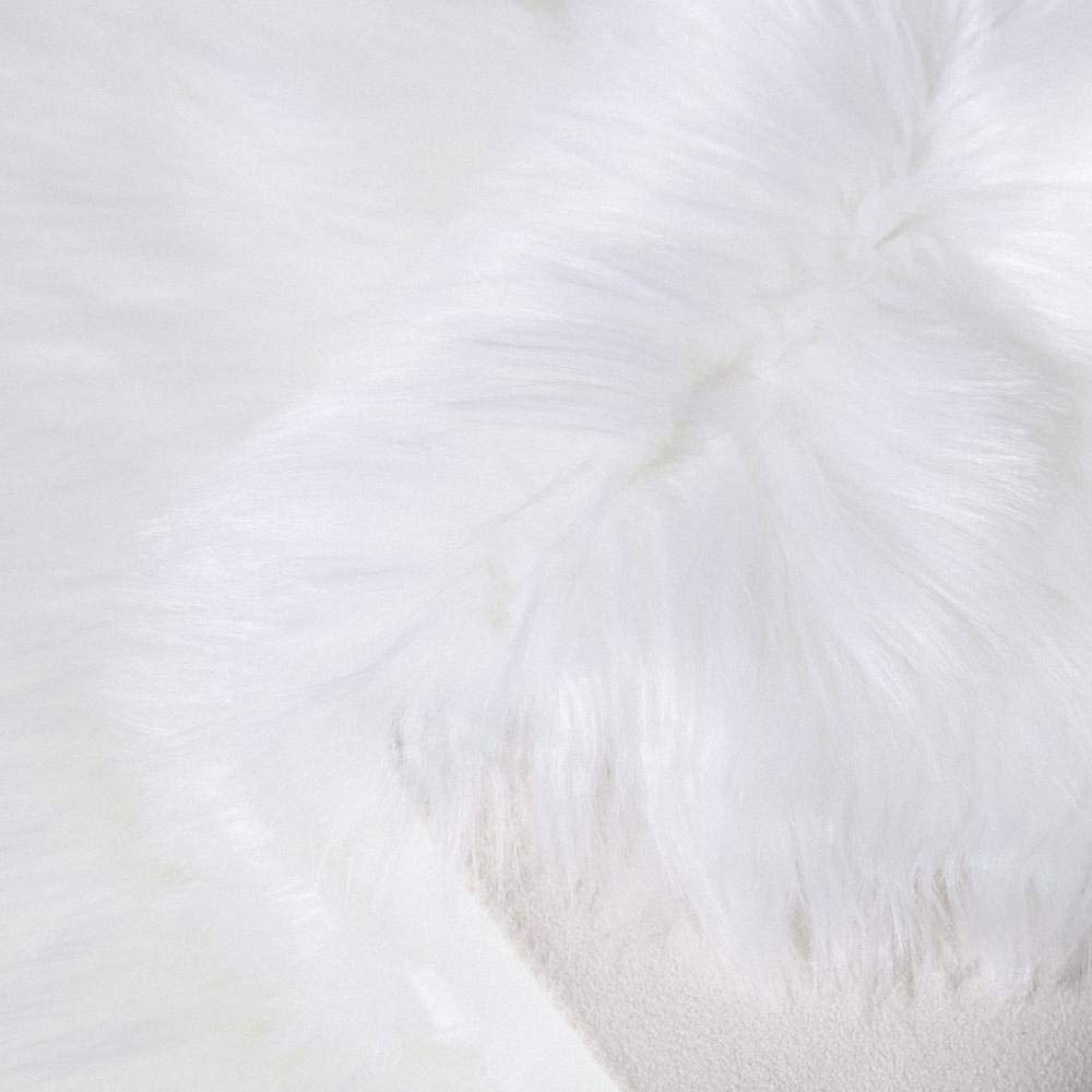 Carvapet 2x4 White Faux Sheepskin Rug - Soft Shaggy Bedside Floor Carpet, Plush Fuzzy Throw and Long Faux Fur Mat for Bedroom Living Room Chair Sofa