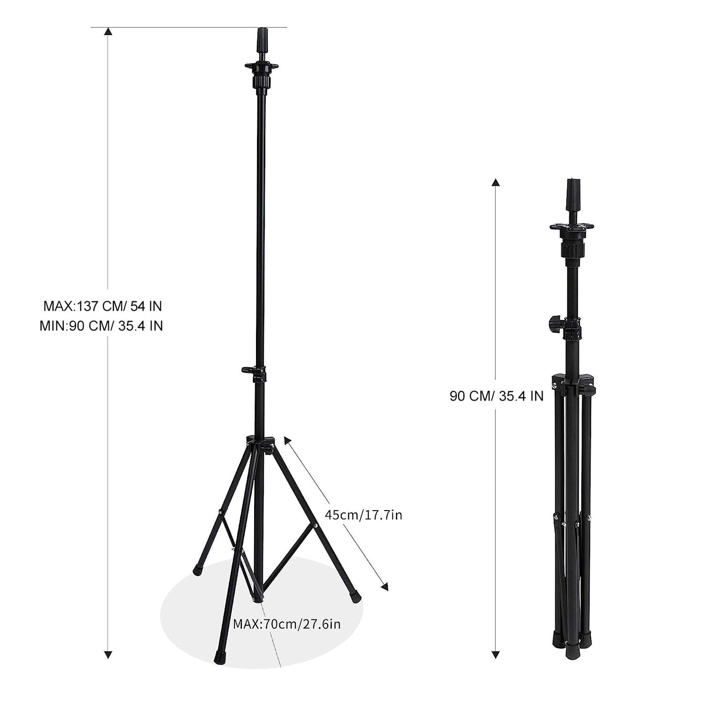 xnicx Wig Stand Mannequin Head Stand,Wig Tripod Height Adjustment(90-137cm) For Mannequin head,Manikin head,Canvas Foam Head,Hair Doll Head,for Wigs,Training and Hairdressing with Carry Bag