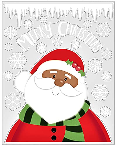 Iconikal Christmas Static Cling Window Decorations, African American Black Santa Claus, 80-Count