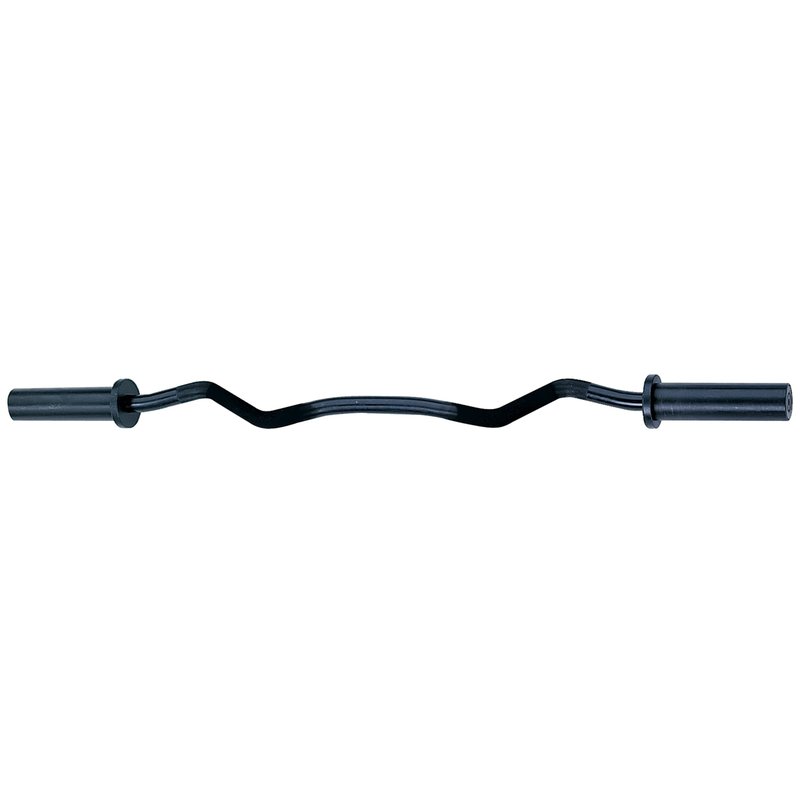 Body-Solid (OB47B) Olympic EZ Barbell Curl Bar with Knurled Grip, 47" Black Finish for Upper Arm Mass, Strength and Definition, Compatible with 2" Dia. Hole Plates and Barbell Collars (Midnight Black)
