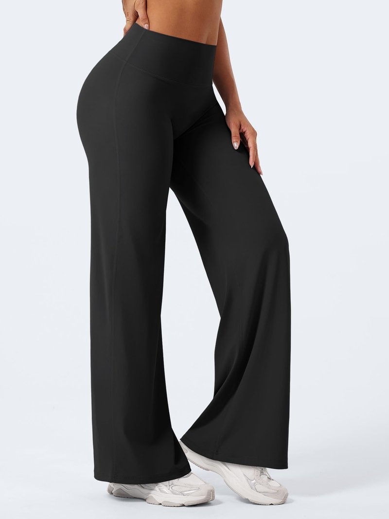 YEOREO Workout Leggings Womens No Front Seam Straight Leggings 31.5" Thin Fleece High Waist Buttery Eddiy Gym Yoga Pants Black XS