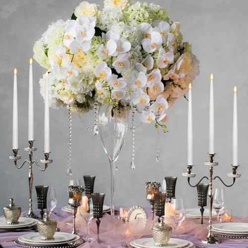 Baquler 50 Pcs 12.4 Inch Flameless Taper Candles Battery Operated Taper Candles Bulk LED Flickering Flameless Candlesticks Realistic Candle Lights for Home Dinner Wedding Church Christmas Decor