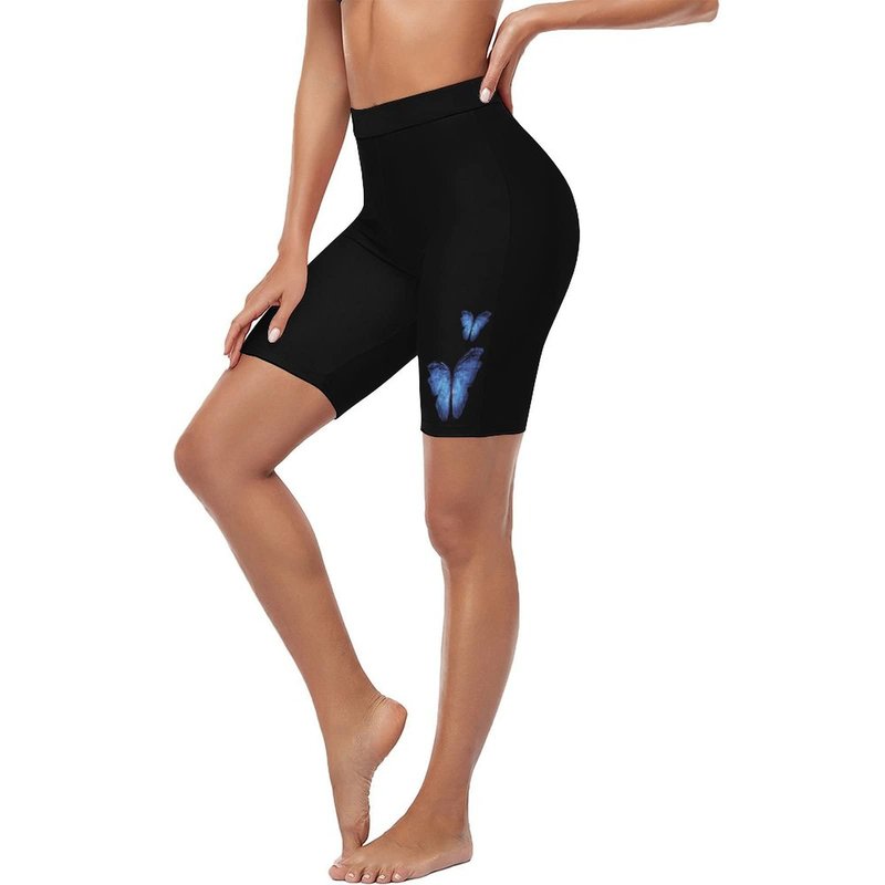 Urchics Womens Plus Size Swim Pants High Waist Swim Shorts Swimsuit Bottom Board Shorts Black Butterfly L