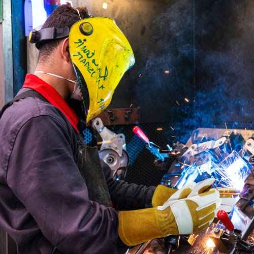 Cowhide MIG Welding Gloves Long Cuff, EN388-2132X, EN407-413X4X, EN12477 TYPE A