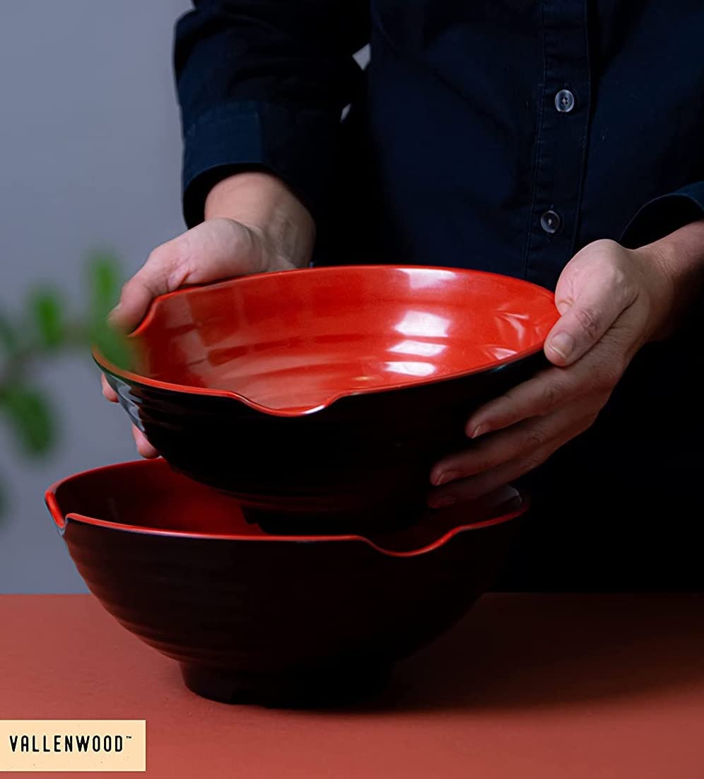 4 XL Ramen bowl set. 12 Pieces Pho Bowls. Asian Japanese soup. Utensil: Spoons and Chopsticks kit. Melamine, Large 52 oz. Noodles, Rice, Udon, Thai, Chinese, Korean, Udon, Wonton, Miso, 9 inch