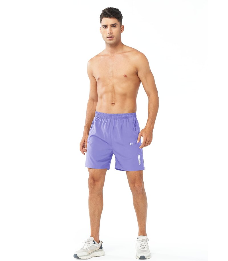NORTHYARD Men's Athletic Running Shorts Gym Workout 7"/9"/5" Quick Dry Lightweight Sports Basketball Tennis 3 Zipper Pockets VIOLET-5inch S