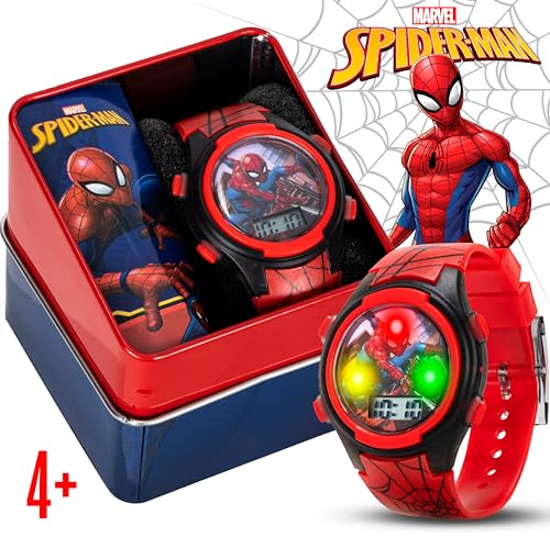 Accutime Marvel Spider-Man Digital Watch for Kids – Durable Plastic Timepiece, LCD Display, Quartz Accuracy, Iconic Spiderman Imagery