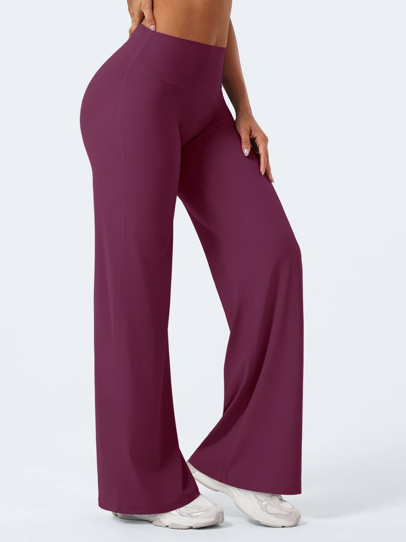 YEOREO Workout Leggings Womens No Front Seam Straight Leggings 31.5" High Waist Buttery Eddiy Gym Yoga Pants Black Cherry XL
