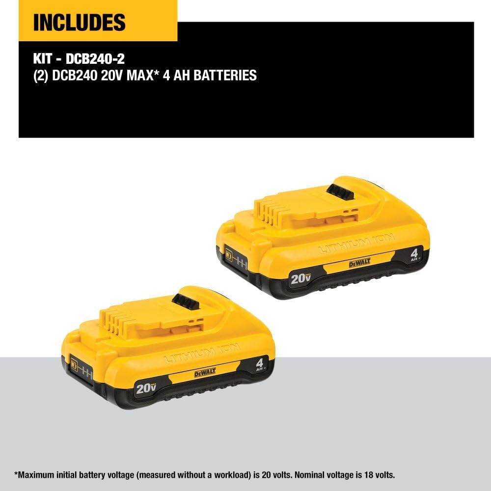 DEWALT 20V MAX 4 Ah Lithium Ion Battery 2-Pack (DCB240-2)