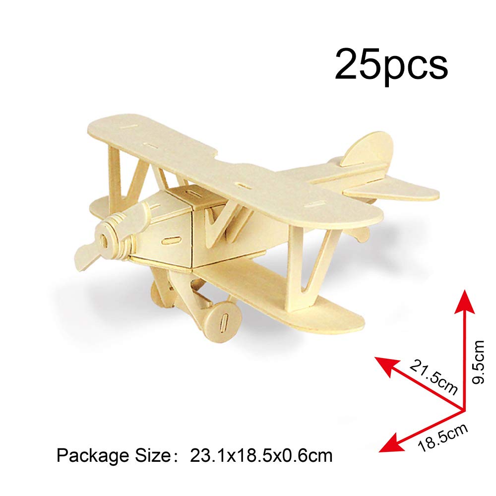 Georgie Porgy 3D Wooden Puzzles DIY Models Kits for Kids Dinosaur Airplane Woodcraft Construction Toy Pack of 6 (Airplanes Cars Yacht)