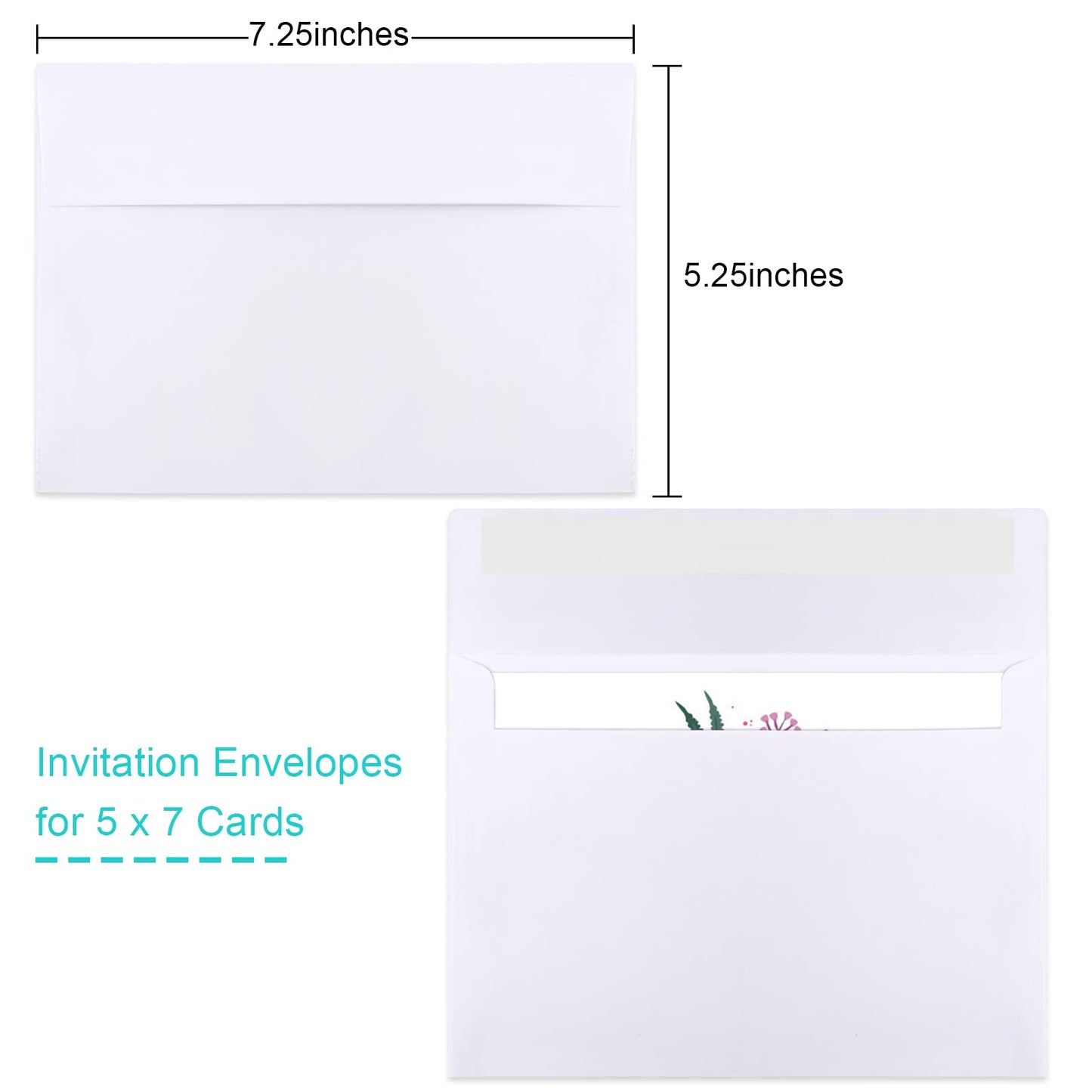 Joyberg 50 Packs 5x7 Envelopes, White A7 Envelopes for Invitations, Printable, Self Seal for Weddings, Invitations, Photos, Postcards, Greeting Cards, Mailing