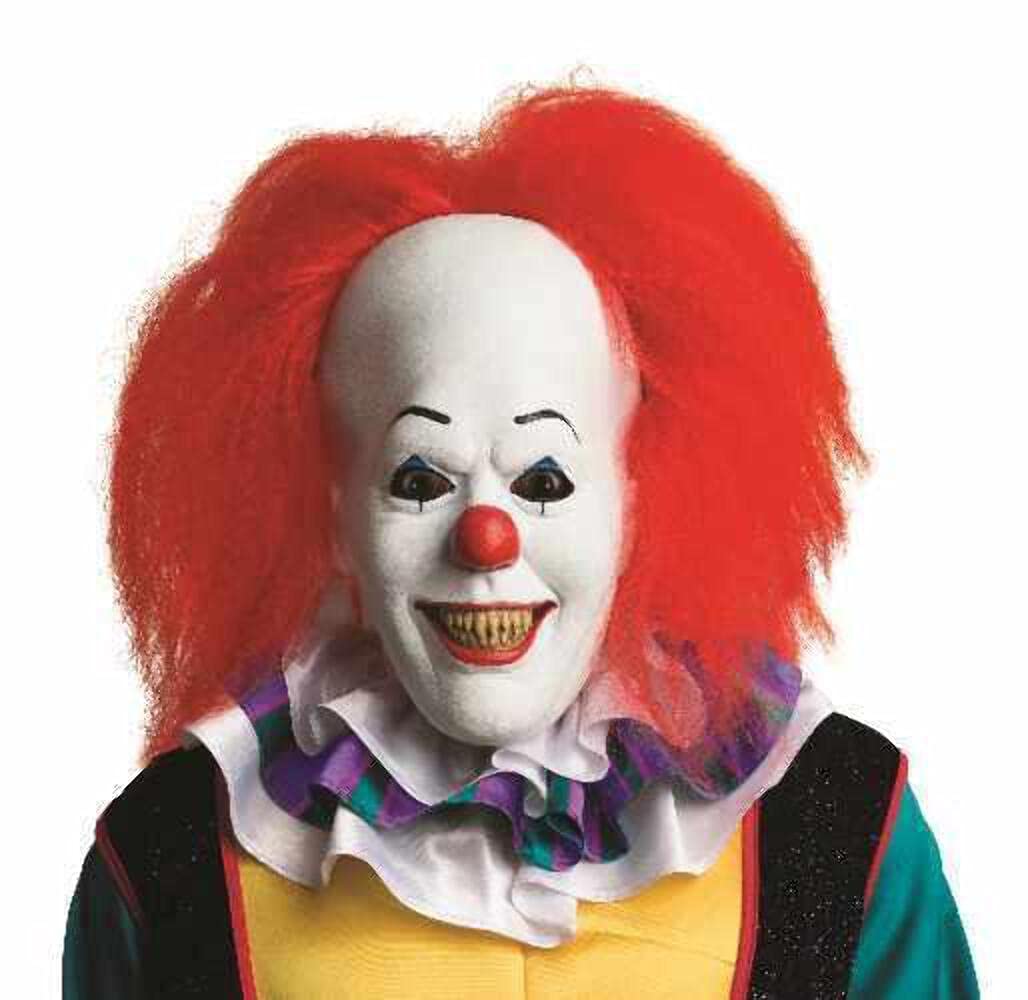 IT TV Series: Pennywise Overhead Latex Mask with Hair for Adults by Rubies, Men's No Size