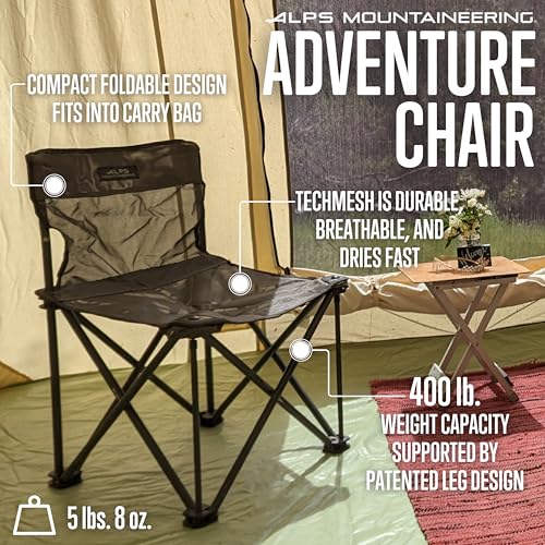ALPS Mountaineering Adventure Folding Camping Chairs - Durable Mesh Fabric Over Powder Coated Aluminum with Simple Compact Design and Shoulder Carry Bag, Charcoal