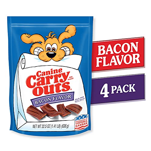 Canine Carry Outs Dog Treats, Bacon Flavor, 22.5 Ounce (Pack of 4), Made with Real Bacon