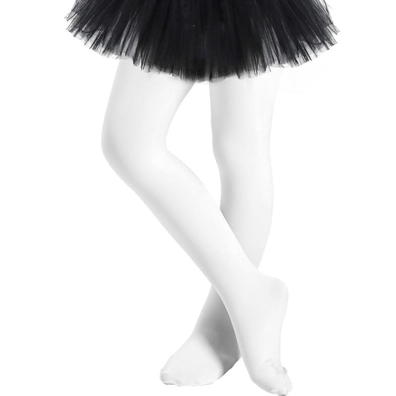 DIPUG White Tights for Girls Footed Toddler Kids Tights for Ballet Dance (1 Pack, Size 2-4T)