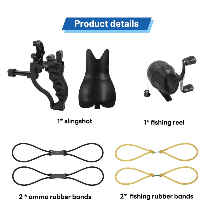 HANDBAIGE Outdoor Hunting Fishing Slingshot Archery Arrow Shooting Ammo Balls Multifunction Catapult Slingshot with Fishing Reel, Arrow Brush,Rubber Bands Fish Kit