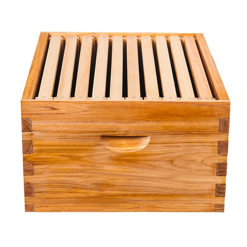 Honey Lake 10 Frame Langstroth Deep Brood Bee Hive Box Dipped in Beeswax, Sections of Wood for Beehives, Includes Beehive Frames and Waxed Foundations (Unassembled)