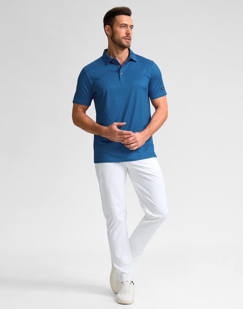 Obla Mens Golf Polo Shirts Short Sleeve Dry Fit Performance Moisture Wicking Casual Print Collared Golf Shirts for Men(Blue Circle_4XL)