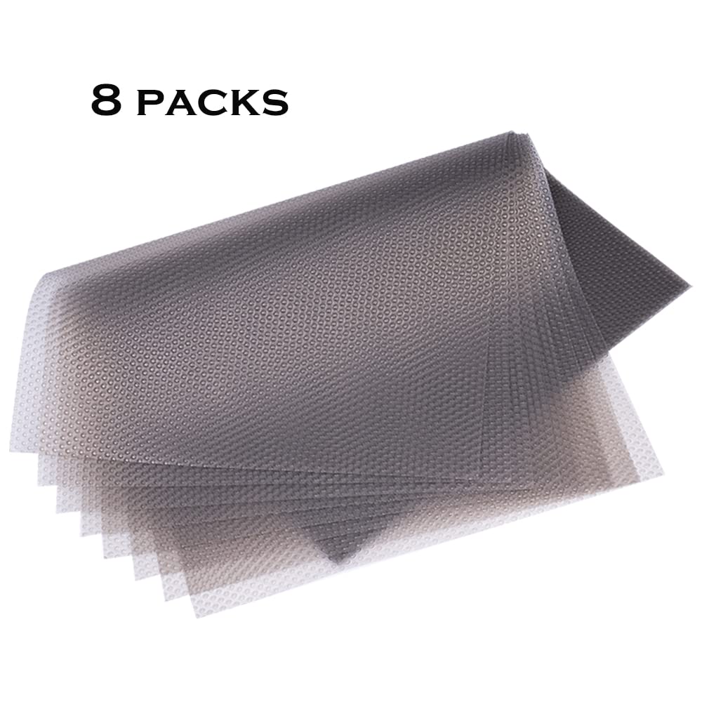 Bloss 8PCS Refrigerator Mats,Washable Fridge Liners and Mats New Home Must Haves Refrigerator Shelf Liners for Glass Shelves Kitchen Gadgets Accessories Refrigerator Organization-Grey