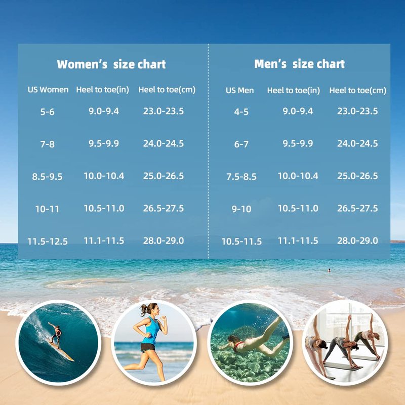 Water Shoes for Women Men Quick-Dry Aqua Socks Swim Beach Barefoot Yoga Exercise Wear Sport Accessories Pool Camping Must Haves Adult Youth Size 10-11Women/9-10Men