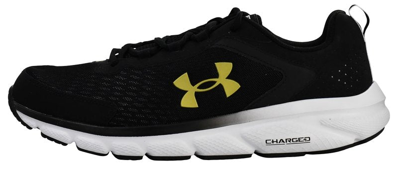 Under Armour Men's Charged Assert 9 Running Shoe, Black/White/Gold,8.5