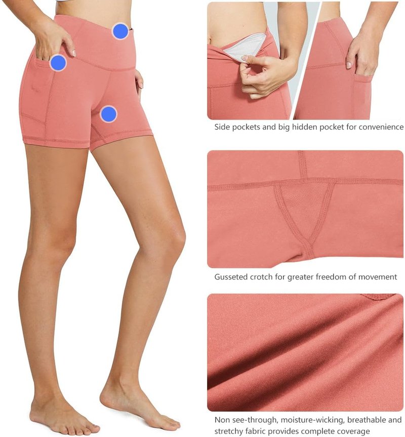 Baleaf Women's High Waist Biker Shorts - 8"/5"/3" Spandex Workout Shorts with Pockets for Yoga & Running