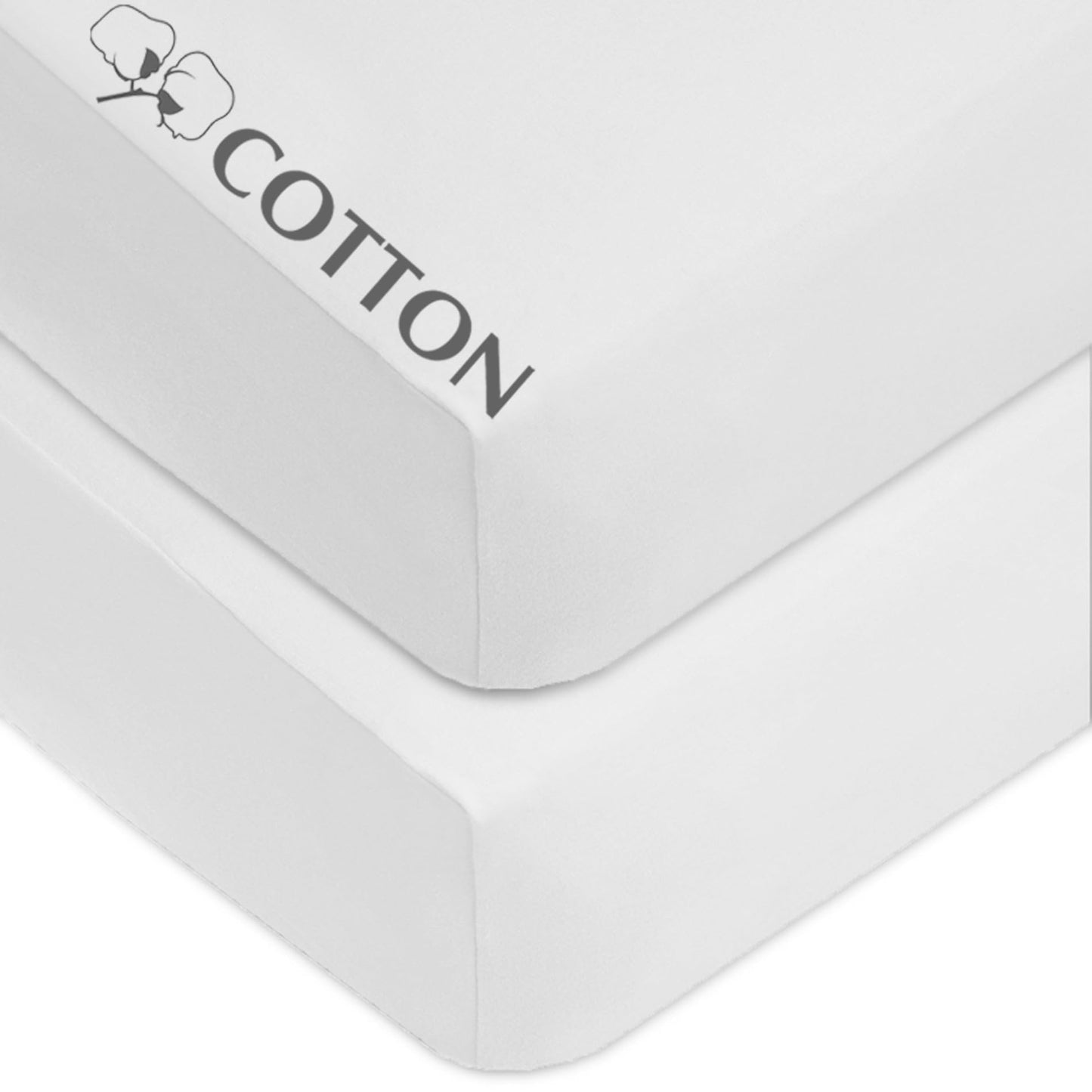 American Baby Company 2 Pack 100% Natural Cotton Fitted Pack and Play Sheets 39" x 27" - Soft & Breathable Pack N Play Sheets for Playard & Mini Crib Mattress, White, for Boys & Girls