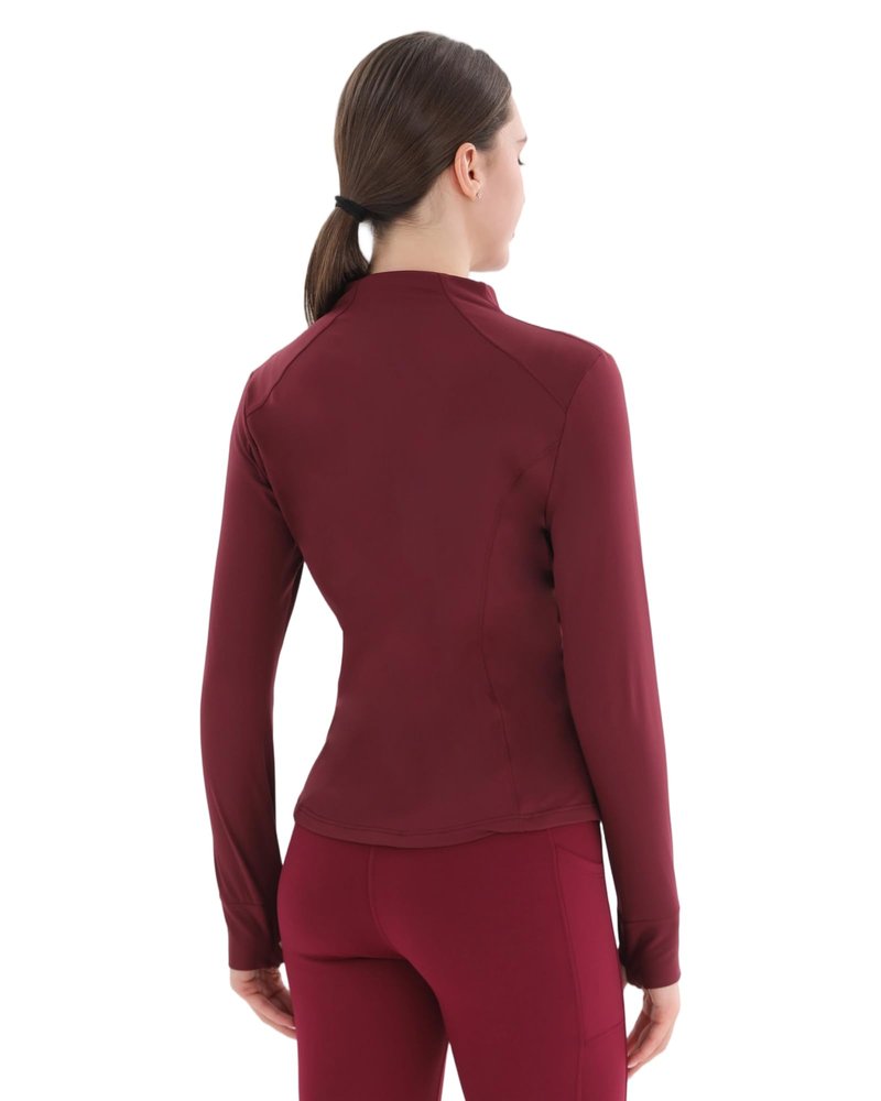 Pobodo, Women's, Thermal, Fleece Lined, Slim Fit, Winter Running, Warm Stand Collar, Yoga Track Top, 2-Way Zip, 4 Pockets