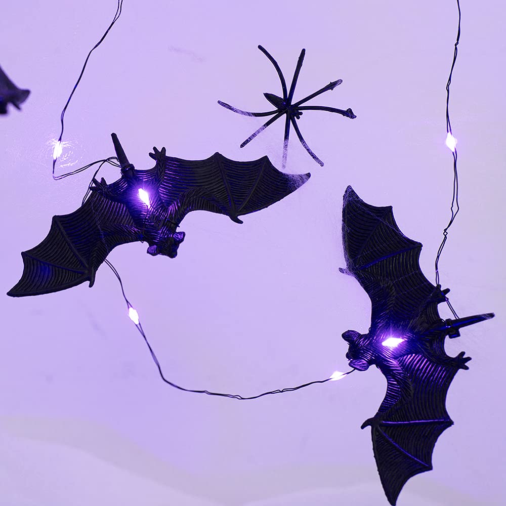 BOHON Halloween Lights String 30 LEDs Bat Fairy Lights with Remote 12 Lighting Modes Battery Operated String Lights for Outdoor Indoor Party Patio Halloween Decoration