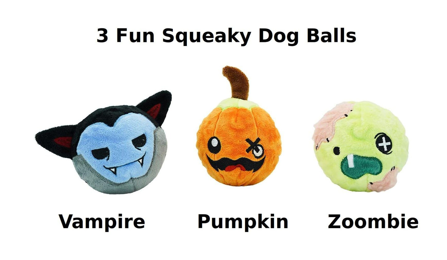 HugSmart Pet Halloween Squeaky Plush Toys Series (Vampire (Pack of 3 Toys))