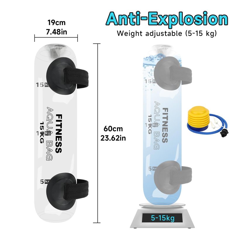 Adjustable Tidal Tank Aqua Water Bag Water Weight Portable Aqua Workout Bag for 33lbs Versatile Water Training aid Equipment Full Body Weight Exercise Equipment for Indoors and Outdoors