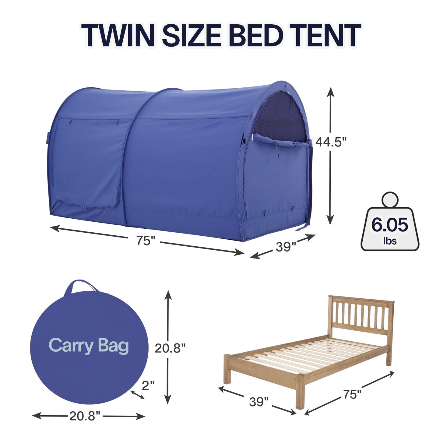 LEEDOR Bed Tent Dream Tents Bed Canopy Shelter Cabin Indoor Privacy Warm Breathable Pop Up Twin Size for Kids and Adult Patent Pending Navy(Mattress Not Included)