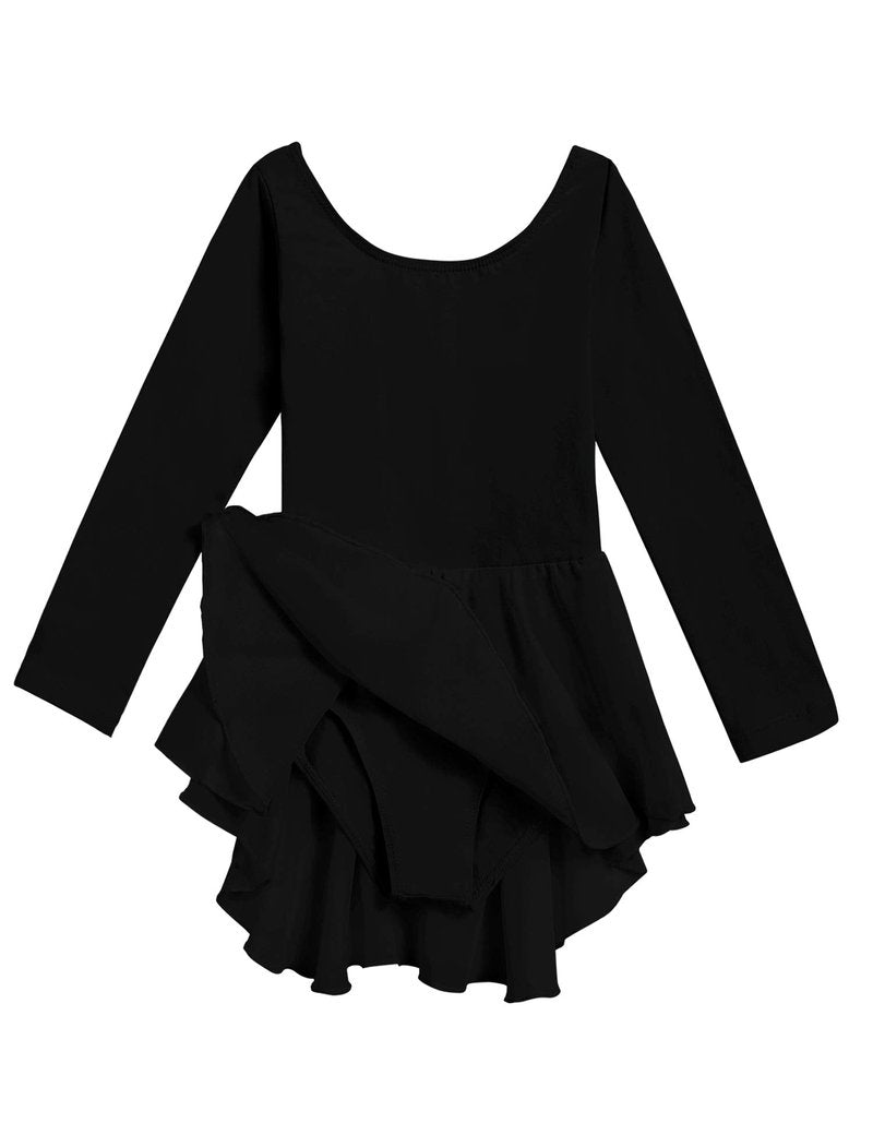 Arshiner Kids Girls Classic Long Sleeve Leotard Dance Ballet Dress, Black, 140(Age for 6-7Y)