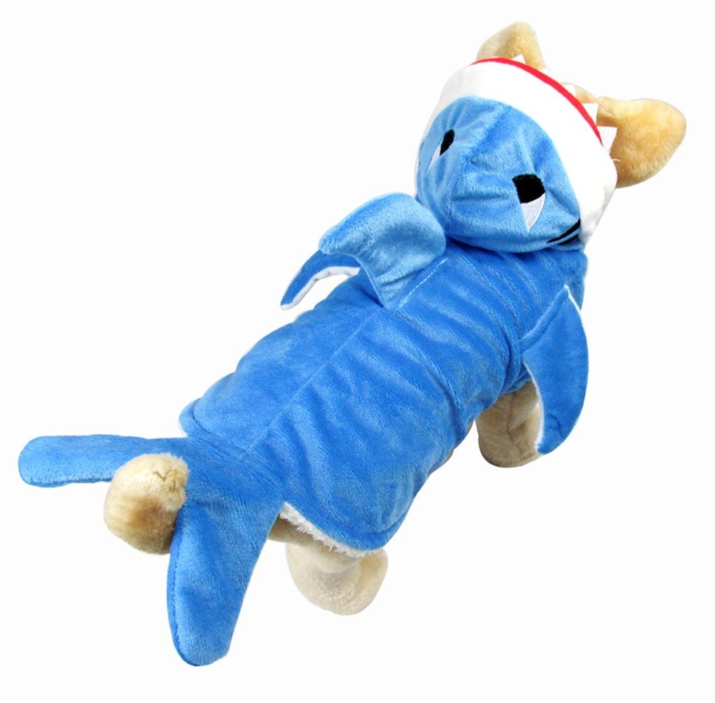 Mogoko Funny Dog Cat Shark Costumes, Pet Halloween Christmas Cosplay Dress, Adorable Blue Shark Pet Costume,Animal Fleece Hoodie Warm Outfits Clothes (S Size)