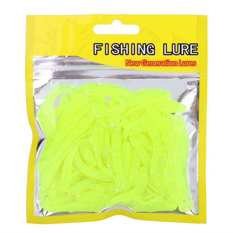 Fishing Lures, 50PCS Soft Plastic T Tail Grub Baits Kit, Swimbaits 2in Fluorescent Green, for Freshwater Saltwater Lakes Rivers Fishing Enthusiasts